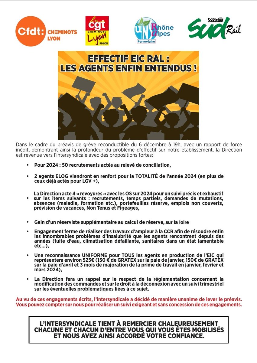 CFDT_CH_LYON's tweet photo. 🟠 Effectif EIC RAL : Les agents enfin entendus ! https://t.co/0ZB02ml9T0