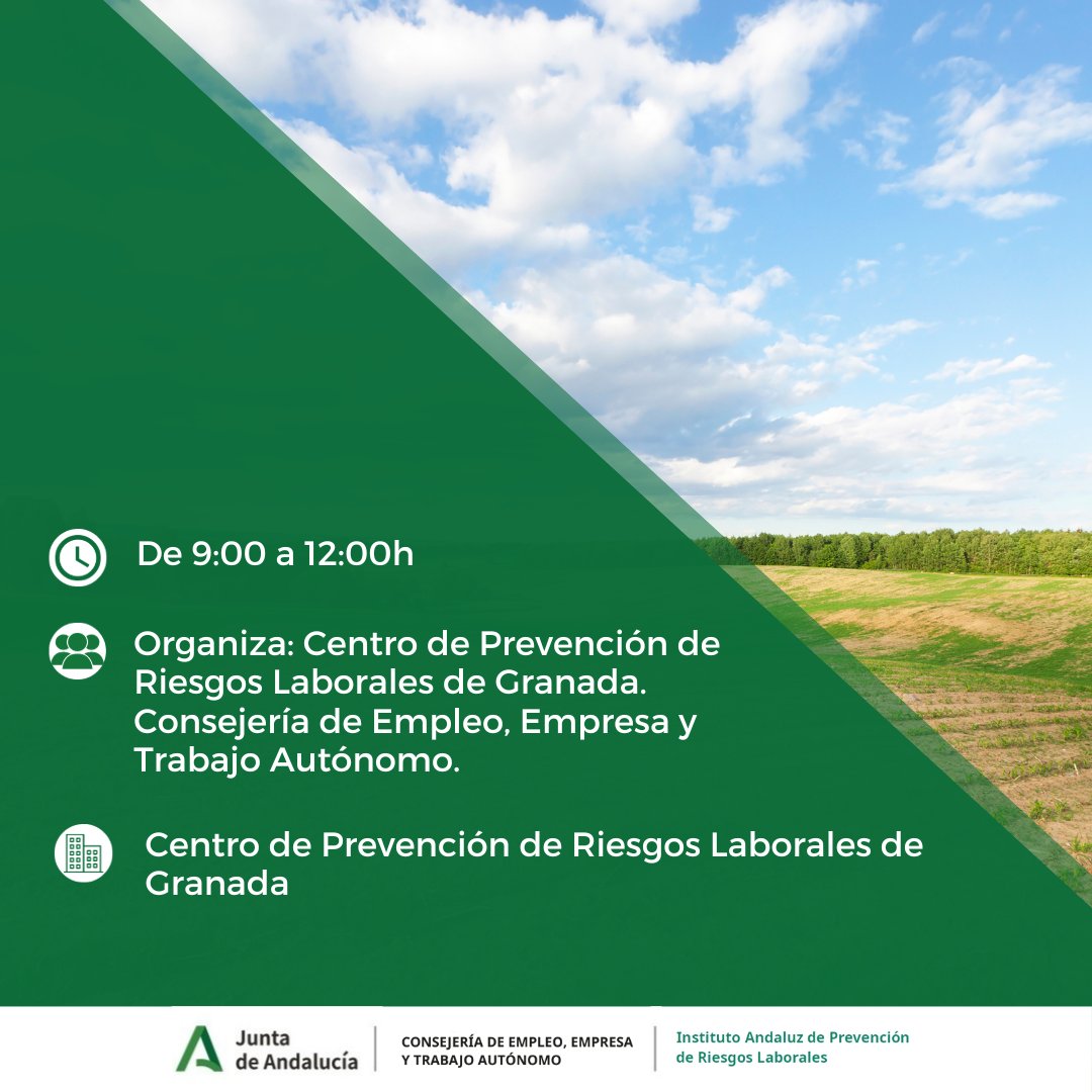 ✅🤝El próximo 13 de diciembre, tendrá lugar en el CPRL de Granada la #JornadaTecnica 'Prevención de los riesgos laborales en el sector agrario'

Para ver el programa de la jornada o acceder a la inscripción ➡️bit.ly/46HUkA3

#IAPRL #sectoragrario #PRL