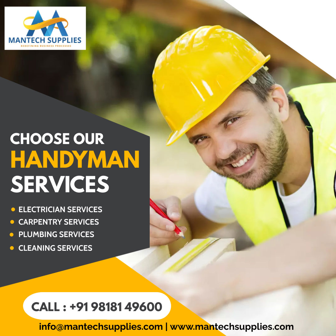 🔧 Need a hand? We've got you covered! 💪🏠 Offering top-notch handyman services. Fast, reliable, and affordable. 
📞 +91 98181 49600 ✉️ info@mantechsupplies.com 🌐 mantechsupplies.com #HandymanServices #HomeRepair #FixItNow #DIYHelp #HomeImprovement #FixerUpper #HandyHelp