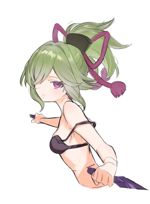 厚塗り練習したくて久岐忍ちゃん描いた!  #原神 #GenshinImpact #KukiShinobu
