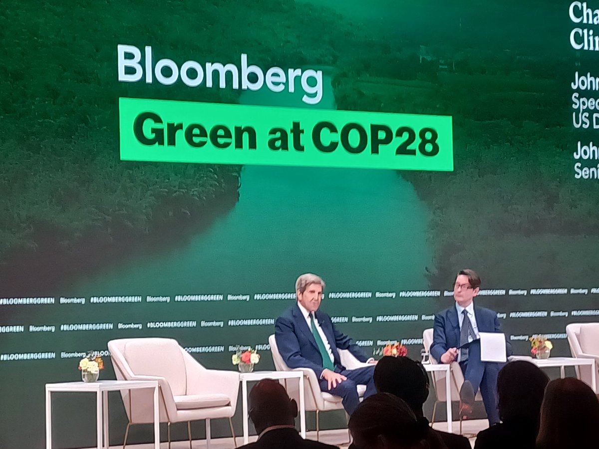 'Fossil fuels are now in terminal decline in the US. China could have 3,000 GW of renewable energy by 2030. The world is changing rapidly. We must stop all methane leakage by 2030 and ban flaring. We must not permit unabated Fossil fuels.' @JohnKerry @Bloomberg @COP28_UAE