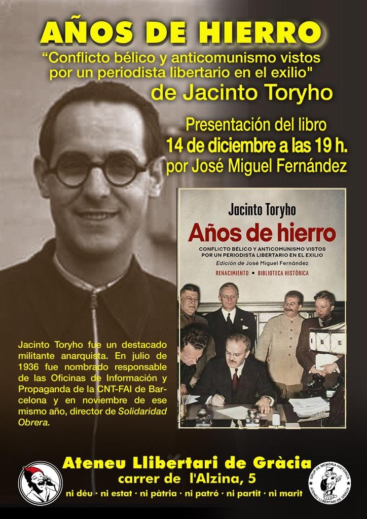 ALLibGracia's tweet photo. 🗓 AGENDA
Dijous 14/12/23
19h

Años de hierro de Jacinto Toryho
Presentación del libro por José Miguel Fernández https://t.co/1HOgMZv146