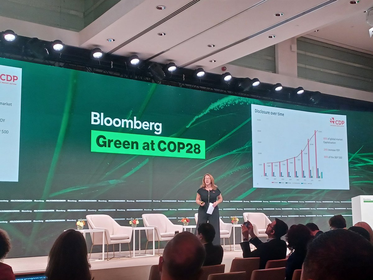 The wonderful @sherrymadera @CDP delivering the #nonstateactor #GlobalStocktake powered by @CDP unique global data set. The data empowers capital allocation risk & opportunity assessment, supply chain resiliance & compliance. @nikkibartlett @PietroBertazzi @GalvinDex @COP28_UAE