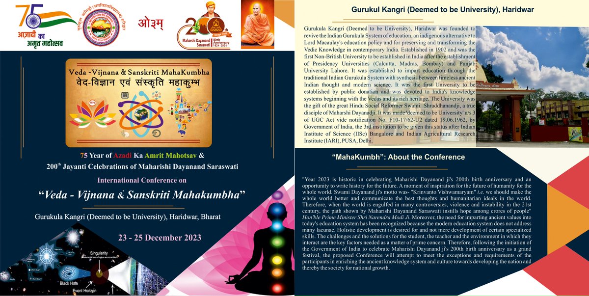 GkvSocial's tweet photo. 200th Jyanti of #Maharashi #Dayanand #Saraswati  "VEDA-VIJNANA &amp; SANSKRITI MAHAKUMBH" 23–25 December 2023 #NEP #NEP2020 @IndiaDST #EducationForAll @EduMinOfIndia @ncert @AICTE_INDIA @ugc_india @moefcc @BEduMinofIndia
https://t.co/YQc7MPUPji https://t.co/IwFmaE1OeG