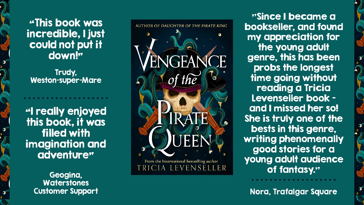 Great to see these glowing reviews of Vengeance of the Pirate Queen! 🏴‍☠️ Thank you Nora @WaterstonesTraf Trudy @Waterstoneswsm and Georgina for sharing your thoughts! 🤎 Full reviews ➡️ bit.ly/3NAq9nV #YAFantasy #adventure #Pirates #BookReviews