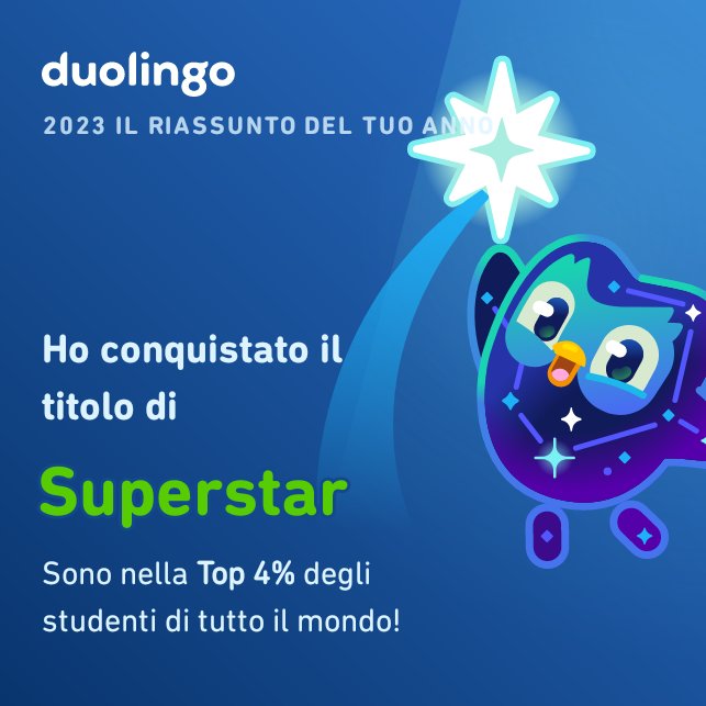 CarmineCroce5's tweet photo. Ho conquistato il titolo di Superstar! E tu? #Duolingo365 https://t.co/H6pPolFXp9