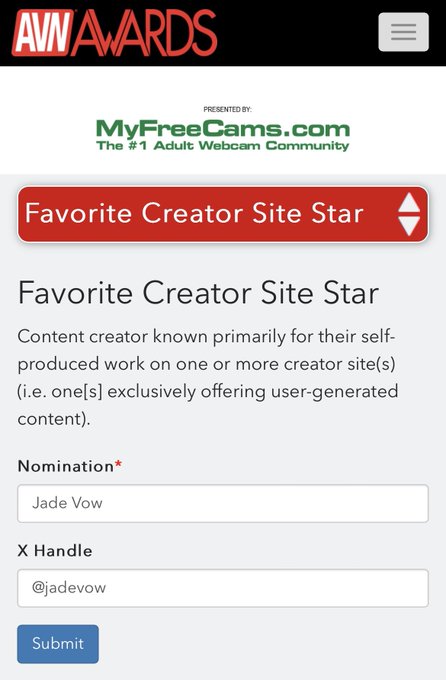 hey if you&rsquo;d like to nominate me for something in the AVN Awards, this&rsquo;d be pretty cool 🥰😚  https://t