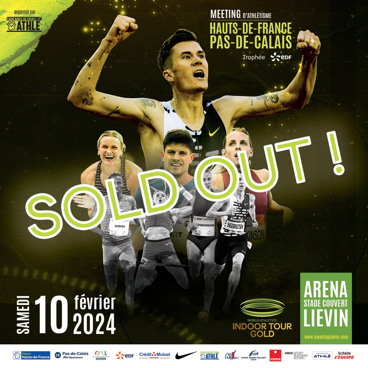 ⚡️SOLD OUT⚡️COMPLET L' @ArenaLievin est COMPLET💥 Vous serez +5️⃣0️⃣0️⃣0️⃣ à enflammer l'Aréna & encourager les meilleurs athlètes🌍 le 10 février💥 Le meeting s’annonce 1 fois de + EXCEPTIONNEL Nous comptons sur VOUS pour rester N1️⃣🌍 #WorldIdoorTour #Gold #Lievin @WorldAthletics