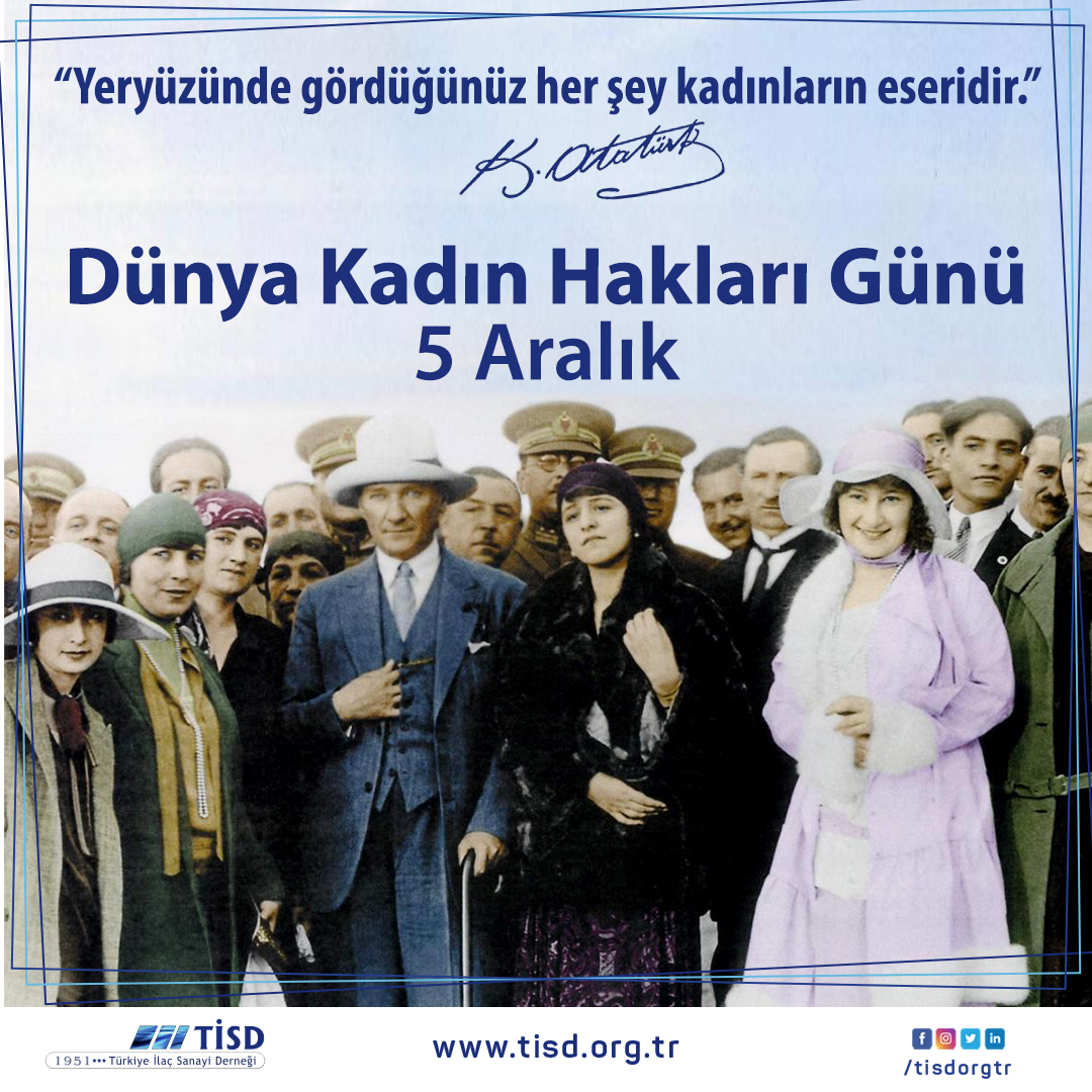 “Türk kadınına seçme ve seçilme hakkı tanınmasının 89. yılı kutlu olsun”
Dünya Kadın Hakları Günü Kutlu Olsun!

#TİSD #TürkiyeİlaçSanayiDerneği #yerliilaç #üretmeningücüylesağlıklıgünlere #ilaçsanayi #ilaç #kadınhaklarıgünü