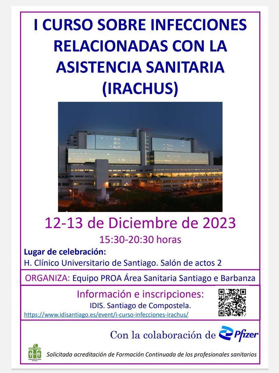 Ya quedan pocos días para el I Curso sobre infecciones relacionadas con la asistencia sanitaria! 
La inscripción sigue abierta, no podéis faltar! 😎
#santiagodecompostela #MIR #Infecciosas #UCI #PROA