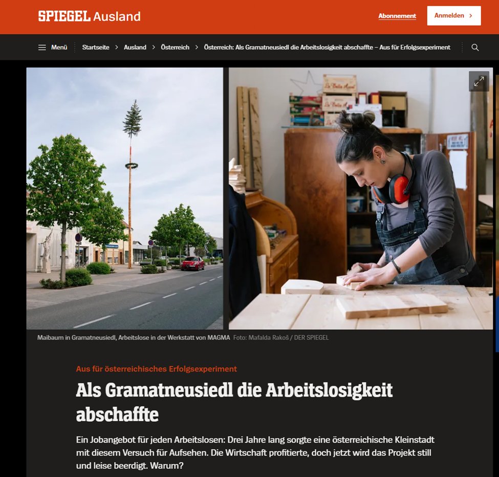 „When Gramatneusiedl abolished unemployment.“ titles @derspiegel. Last week, I talked to @lepettre about the economic and social consequences of the #Marienthal #JobGuarantee. He followed the project and its workers for over a year. A deep dive worth reading.