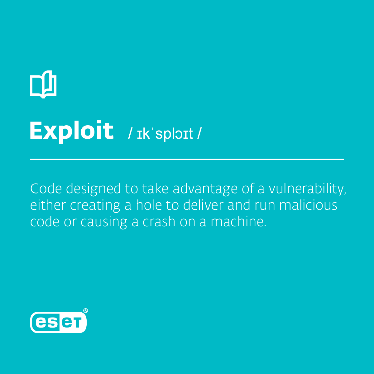 ESET's tweet photo. Do you feel lost in cybersecurity terms? Our #CybersecurityDictionary is here to help. π
#ESET #ProgressProtected #Exploit https://t.co/dr9kjIxay1