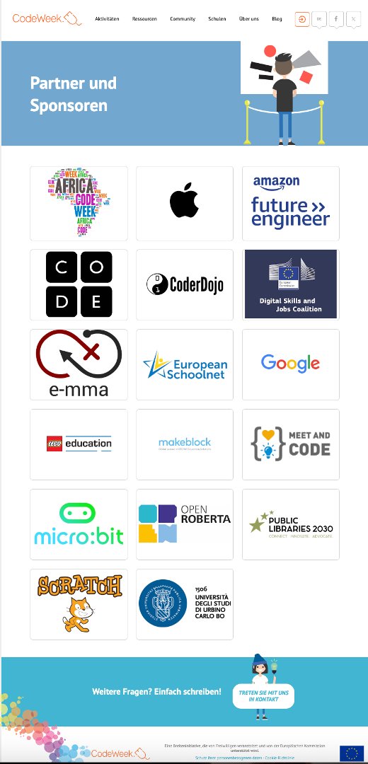 Yeeeeah!!! 🥳🎉🎊 #OpenRoberta ist offizieller Partner der @CodeWeekEU! Ich freue mich sehr, das OpenRoberta Teil dieser großartigen europäischen Initiative ist und wir gemeinsam mit anderen Partnern Kinder und Jugendliche für #Coding, #Robotik und #KI begeistern. #LetsCode!