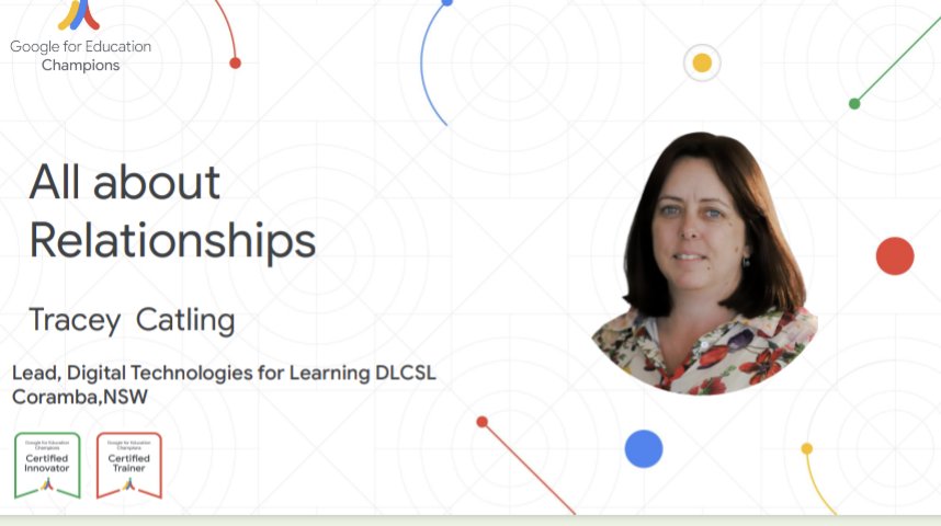 Looking forward to 3 days in Sydney at the Google Champion's Symposium.
I put myself out there again..with a 5 minute coffee talk  all about relationships! 
#Googlechampions #SYD19 #GoogleEI