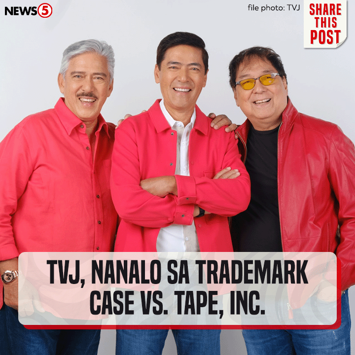 News5PH's tweet photo. Kinansela ng Intellectual Property Office of the Philippines #IPOPHL ang Trademark Registration ng Television and Production Exponents #TAPE, Inc. para sa "Eat Bulaga" trademark, Dec. 4. #News5 https://t.co/t0sNxmjATF