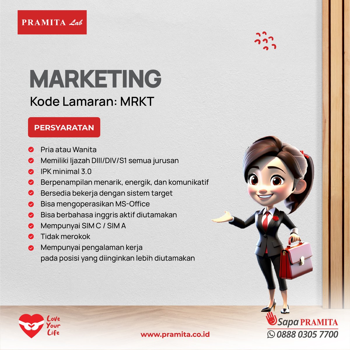 pramitalab_id's tweet image. KESEMPATAN BERKARIR PRAMITA LAB SEMARANG

Lamaran kami terima paling lambat pada tanggal 15 Desember 2023 melalui link berikut:
bit.ly/Recruitment_PR…

instagram.com/p/C0dvmd1hKWB/…

#LowonganPekerjaan #Karir #loker #Radiografer #CS #marketing #Perawat #DokterUmum #SDM #IT