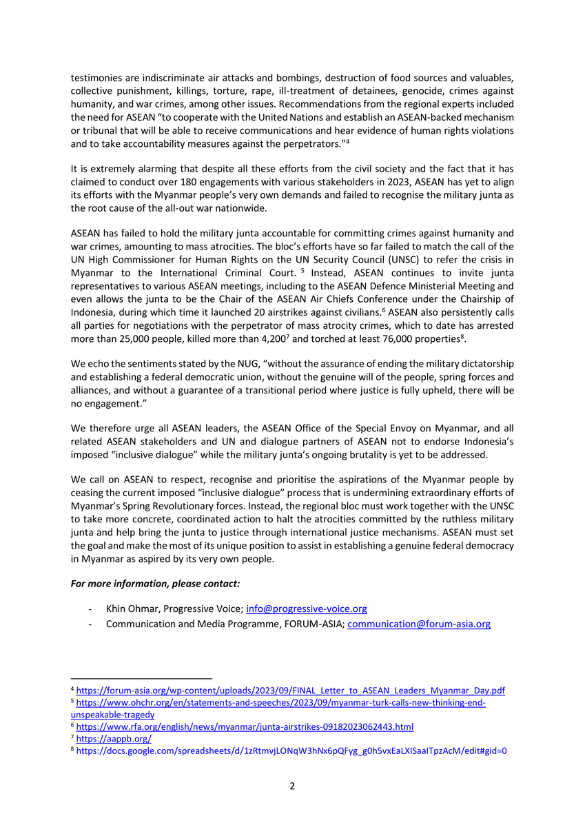 Statement
--------------
601 organizations including Nyan Lynn Thit Analytica call on #ASEAN : Halt Plans for “Inclusive Dialogue” and Act to Hold the Military Junta to Account.
#StandWithMyanmar #whatshappeninginmyanmar #Myanmar