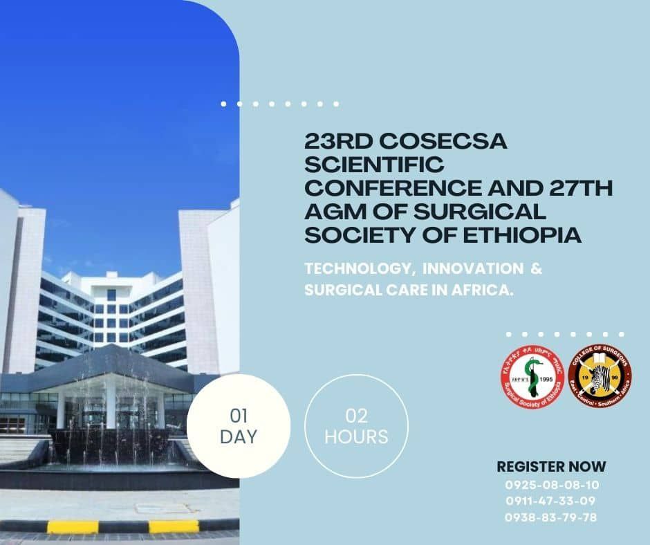 '🌍 1 day to go, Get ready for the biggest surgical conference on the continent – COSECSA2023! 🚀 Join us for a groundbreaking event featuring cutting-edge discussions, top-notch speakers, and unparalleled networking opportunities. #COSECSA2023 #SurgicalExcellence #SSEthiopia