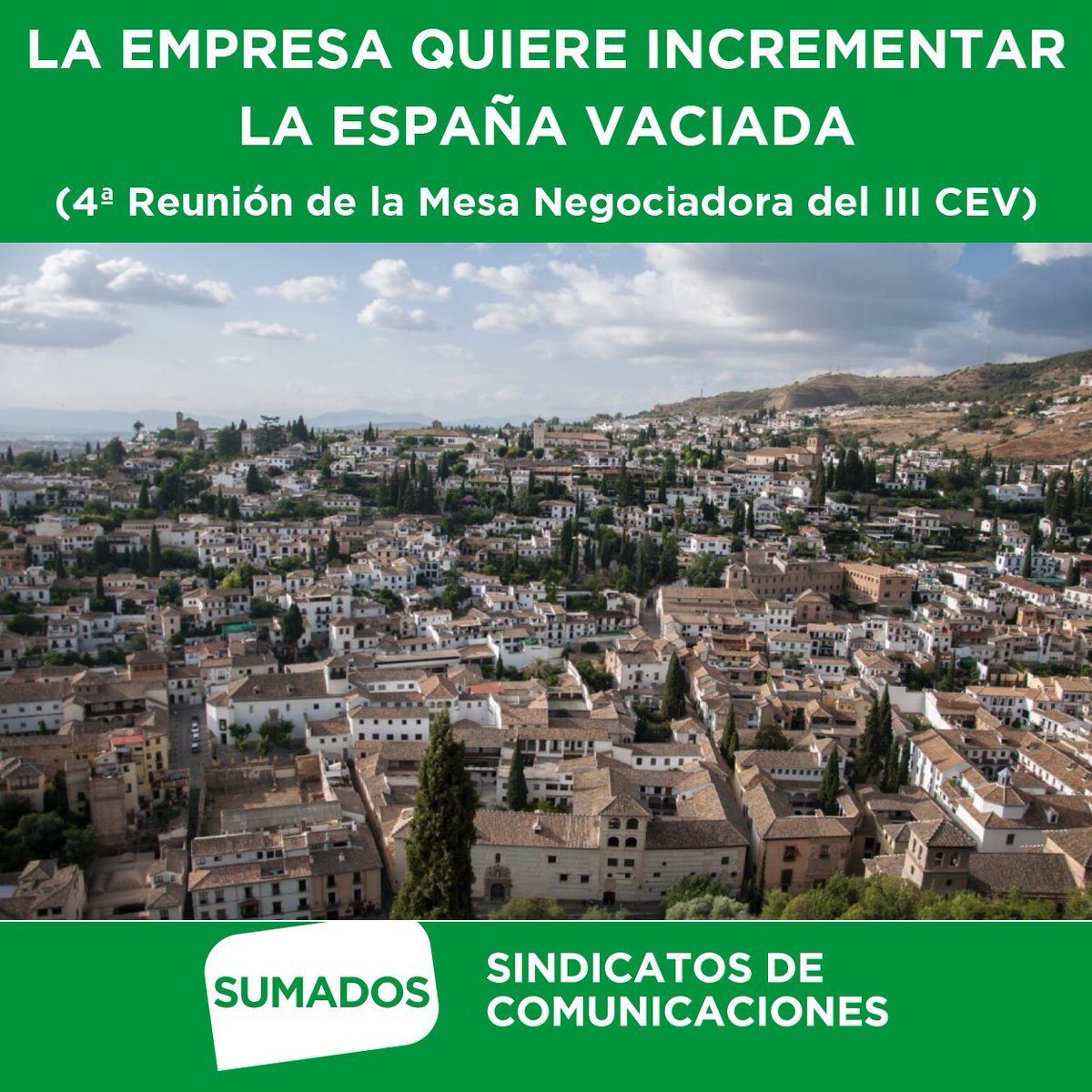SumadosT's tweet photo. 4ª reunión de negociación del III CEV: Telefónica quiere incrementar la España vaciada:
https://t.co/TPPLc8ghFR
#IIICEVTelefónica #Telefónica #ConvenioEmpresasVinculadas #scsumados #sumados https://t.co/Sj7Kf56bkw