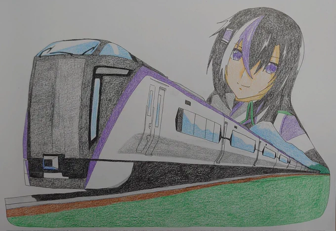 #イラスト #冬の創作クラスタフォロー祭 #鉄道  中央特急シスターズ 松本あずさ(S)/CV.松本梨香