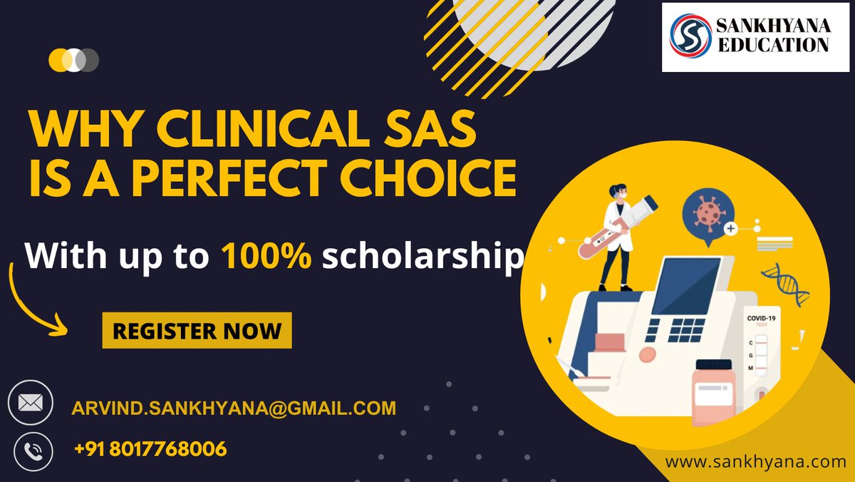 sankhayana's tweet photo. Read More: https://t.co/LUh20PjW3D
Register Now: https://t.co/lWDtrcjdhh
#clinical #sas #scholarship #opportunity #ClinicalSAS #DataAnalysis #clinicals #clinicalpsychology #isclinical #clinicallyproven #clinicaltrials https://t.co/sx98eBacsH