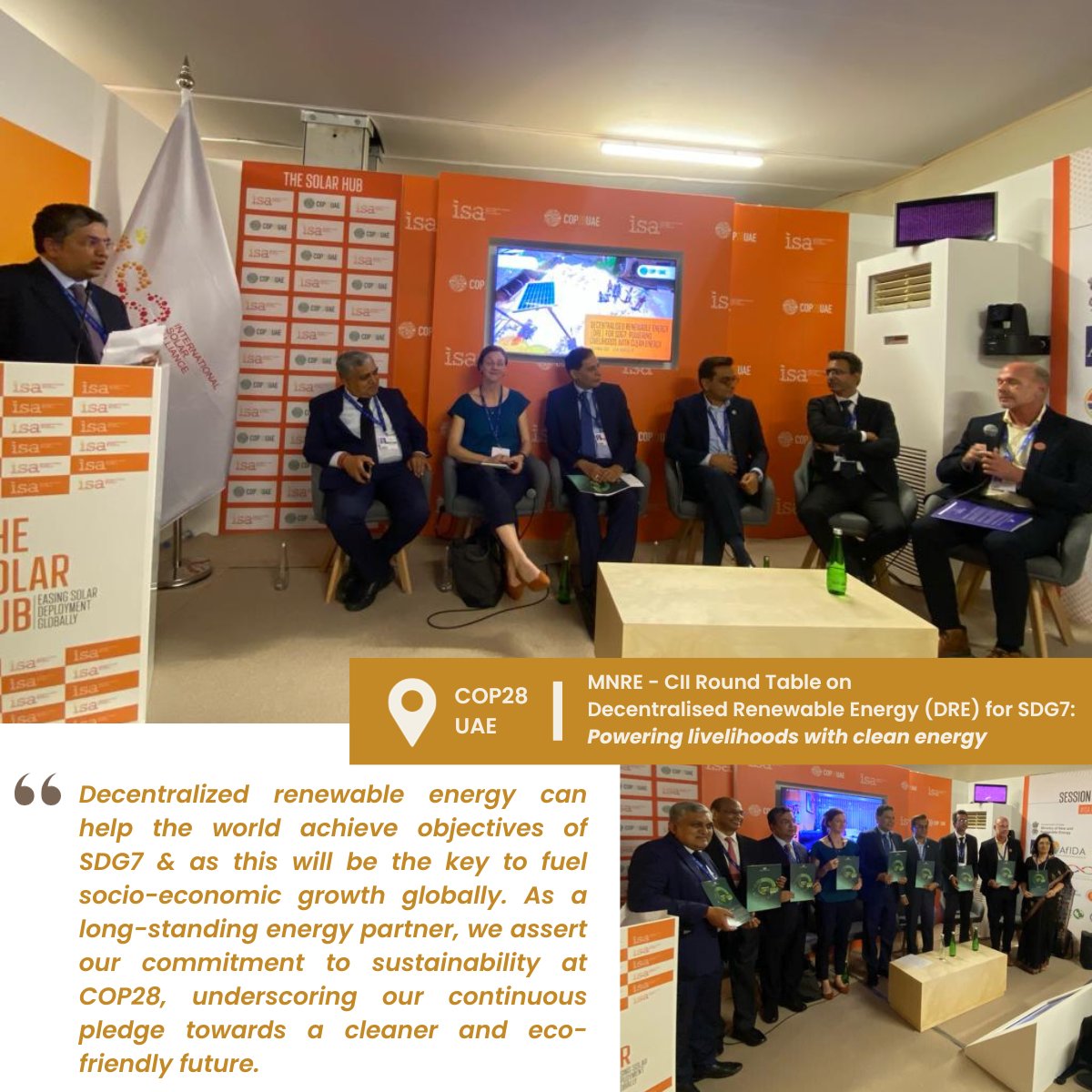 Jaksonsameer's tweet photo. Privileged to join India's visionary leaders at @COP28_UAE, sharing insights on revolutionising our #RE landscape. Proud to witness the launch 'Priorities of COP28- An Indian Perspective' and contribute to shaping a sustainable future.
@mnreindia @FollowCII @isolaralliance https://t.co/E4gXVgpEpL