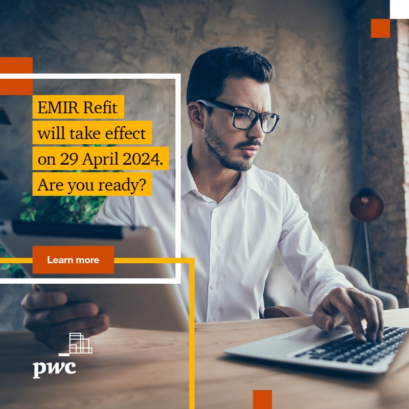 PwCIreland's tweet photo. ๐ Are you ready for the changes EMIR Refit will bring? Learn about the key enhancements, including reporting fields, the ISO 20022 messaging format, pairing and matching requirements, and UPI/UTIs reporting requirements.
#EMIRRefit #FSRegulation