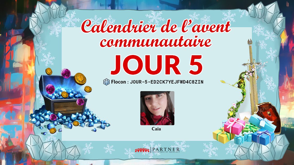 Caia__J's tweet image. Ho ho ho! Quelque chose me dit que c&apos;est mon tour dans votre super #CalendrierAvent francophone #GW2 ! Et que des merveilles continuent de pleuvoir pour vous mais qu&apos;il faut quelques flocons en plus pour vous aider alors en voici !
JOUR-5-ED2CK7YEJFWD4C8ZIN 
#Guildwars2
