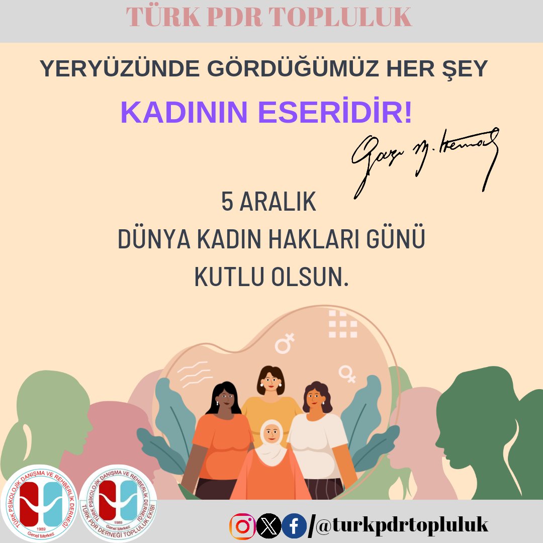 turkpdrtopluluk's tweet photo. 5 Aralık Dünya Kadın Hakları Günü Kutlu Olsun.

Yeryüzünde gördüğümüz her şey kadının eseridir! 
(Mustafa Kemal Atatürk)

@mesutyldrm_pdr @PFurkanden 

#5AralıkDünyaKadınHaklarıGünü https://t.co/eFbsf3kmzD
