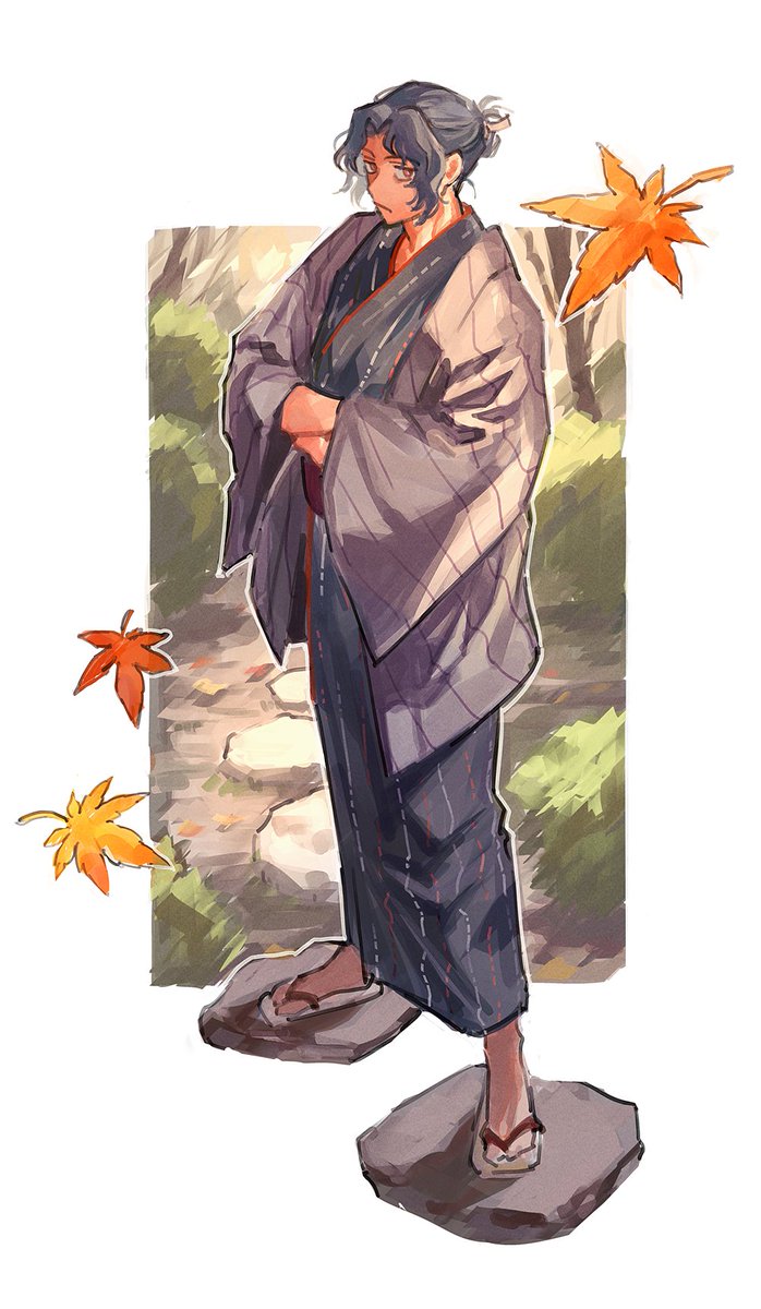 japanese clothes solo 1boy male focus kimono full body haori  illustration images