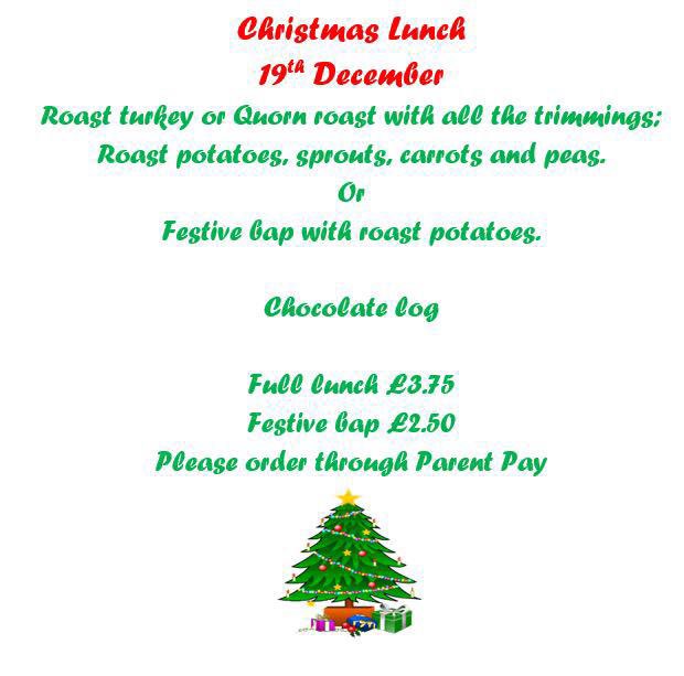 Sharon and Mandy’s famous Christmas Lunch returns on Tuesday 19th December. Students can place their order via ParentPay now