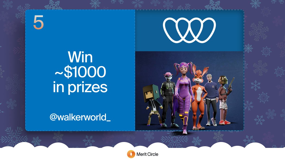 🟠MC Advent Calendar Day 5: Walker World🎁

Adventures await behind each door!🏆🎄

Today's challenge:
1⃣ Follow @MeritCircle_IO &amp; <a href="/walkerworld_/">Walker World ( 🔜👽🥩 )</a>!  
2⃣ RT this post
3⃣ Complete the quests: hub.onbeam.com/advent

For a chance to win rare prizes! 🎅
3 total winners!🥇
