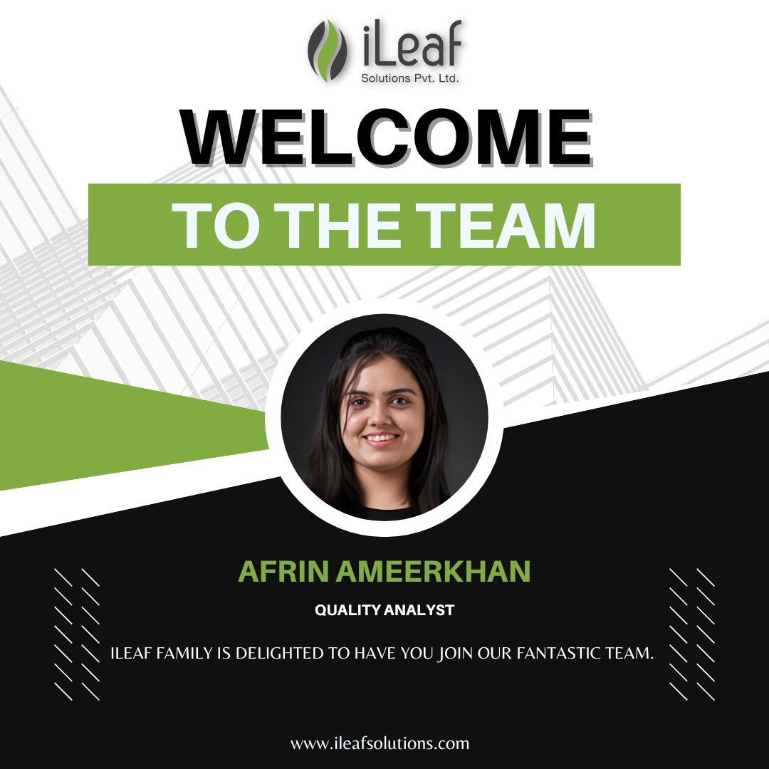 iLeafSolutions's tweet image. Thrilled to welcome AFRIN AMEERKHAN, our new Quality Analyst, to the iLeaf Solutions Pvt Ltd team! 🌟 Ready to elevate quality standards and deliver excellence together.

#WelcomeAfrin #QualityAnalyst #iLeafSolutions