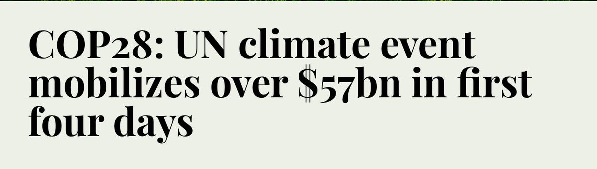 Danielle_hatem's tweet photo. In the first four days of COP28, the UN's climate action summit has secured over $57 billion from various sectors. Financial pledges and commitments encompass areas such as finance, health, food, nature, and energy. https://t.co/m1rnYSAEzJ