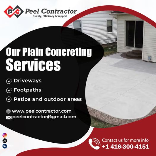 Best concrete contractors in Brampton Peel Contractor
Our Plain Concrete Services:
📷Driveways
📷Footpaths
📷Patios and outdoor areas
Want an obligation-free quote? Message or call us today📷
(416) 300-4151
Or Visit Our Website: peelcontractor.com/about-us/