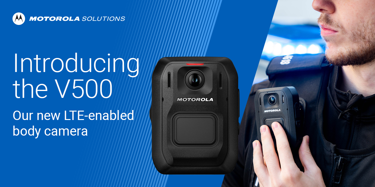 Introducing our new LTE-enabled V500 body camera. Stream live video and location for greater awareness, safety and efficiency on the frontline. bit.ly/3N22dcM
