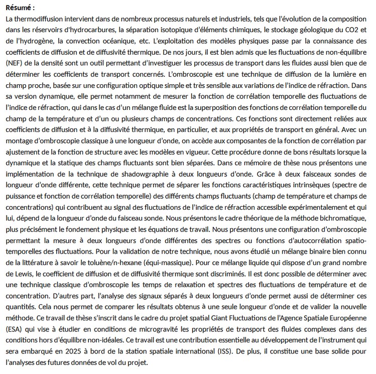 🚨 06 décembre 2023 10h00 🚨 soutenance publique, thèse de M. Dan-Esli Bouyou Bouyou 'Ombroscopie à deux longueurs d'onde: développement théorique et validation expérimentale sur un mélange binaire' @universite_uppa