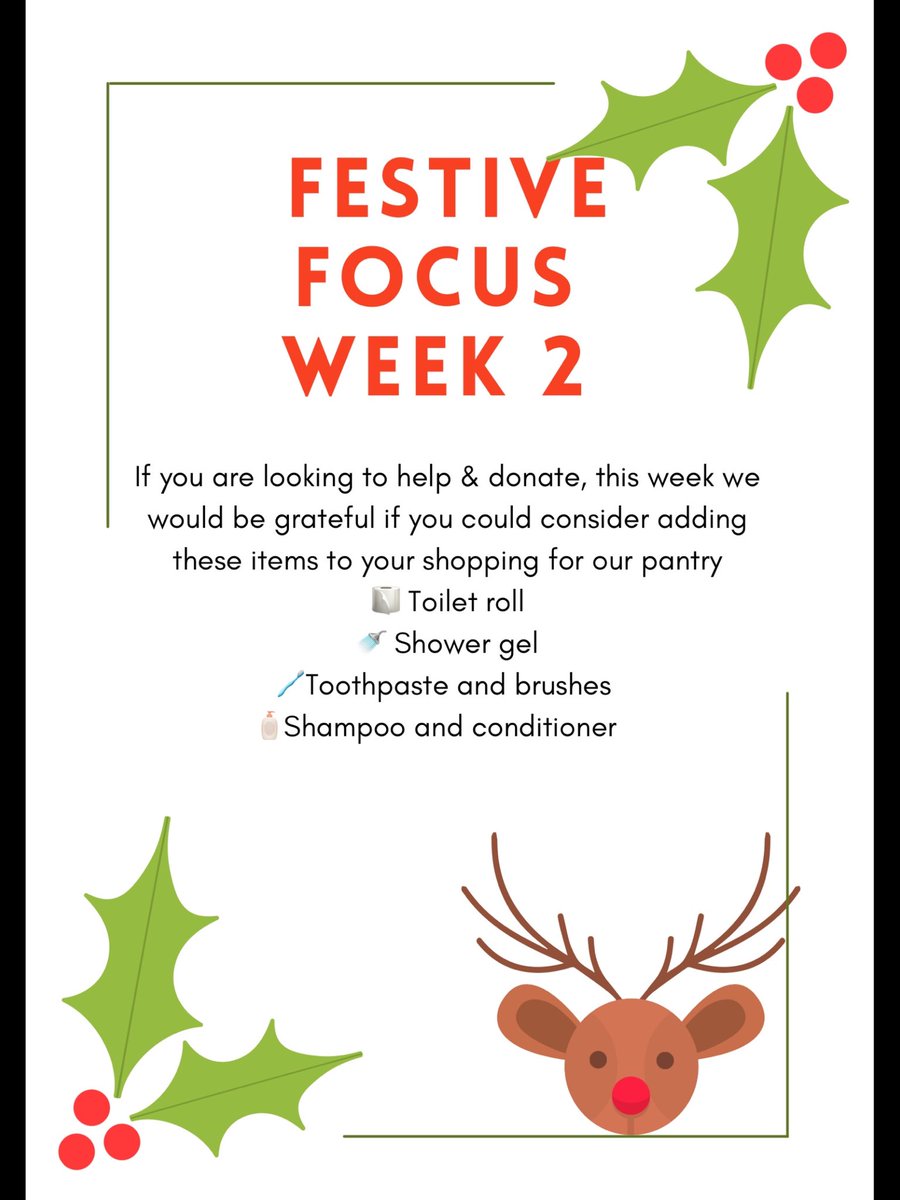 BraesPantry's tweet photo. If you are looking to share what you can this week our festive focus is toiletries and festive treats 🪥🧼🧽🛁🍪🍫🍿🍭🎅🏼🫙any donations are greatly appreciated @BraesHigh #article24 #article27 #rrsa https://t.co/0j813r2nzG