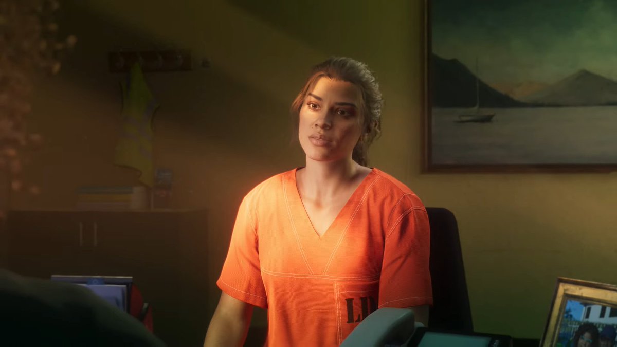 GTA6Newswire's tweet photo. GTA 6 TRAILER 1 - FULL BREAKDOWN

1. We meet protagonist Lucia who starts off in prison

"Lucia, do you know why you're here?"

"Bad luck, I guess" https://t.co/NBfhEDaBwK