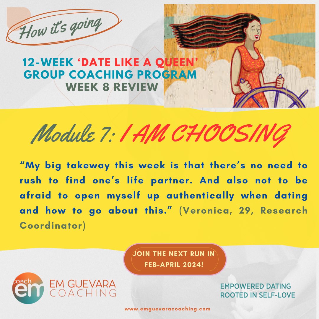 emspiritdancer's tweet photo. Yes, there are (still) good men (and women) out there. Yes, there are stages to healthy dating. Yes, there’s this essential thing to look at before getting serious with someone. And these are what my #IamChoosing #DateLikeAQueen module is all about!👸🏻❣️ #yougettochoose😉 https://t.co/cnUr4ZvZh7