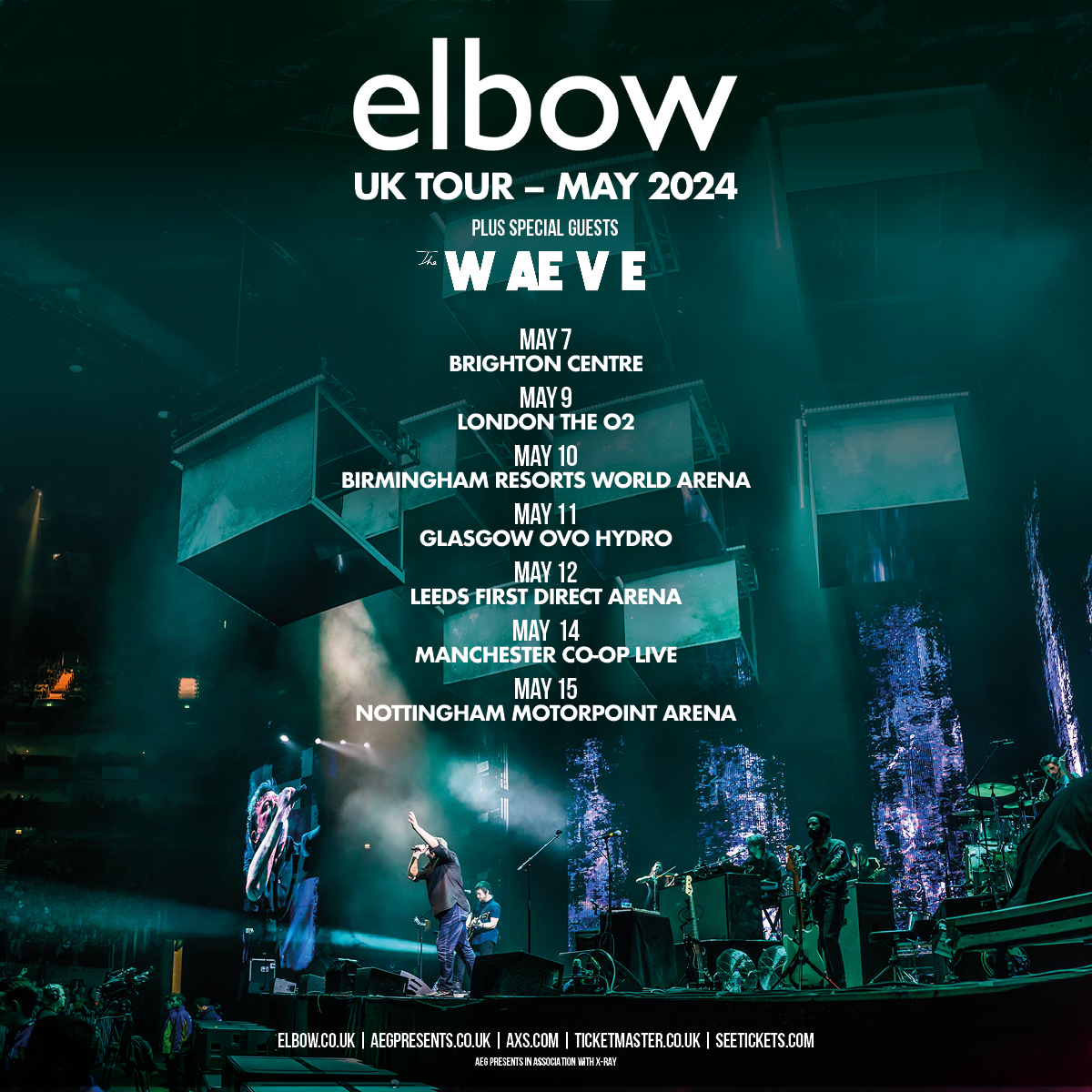 The WAEVE will be supporting @Elbow on their UK arena tour in May 2024. Tickets on sale now. aegpresents.co.uk/event/elbow/