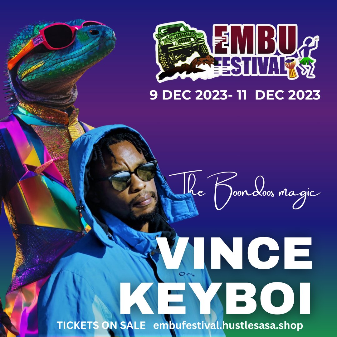 EmbuFestival's tweet photo. Headliners Na lineup Moto🔥 Kwani ni kesho
Attend‼️ Experince The Boondoos Magic🦎.
Hii Sato 9th to 11th till dawn🎑.
Get your tickets👇
https://t.co/c05o6ReNRY
Twende Embu 📍Gacuriri. Along Embu-Kiritiri Road.

#KPLC #Ksh10000 #yafreeka #Rent #MainaAndKingangi #embu #embfestival https://t.co/OmzC6MYNry