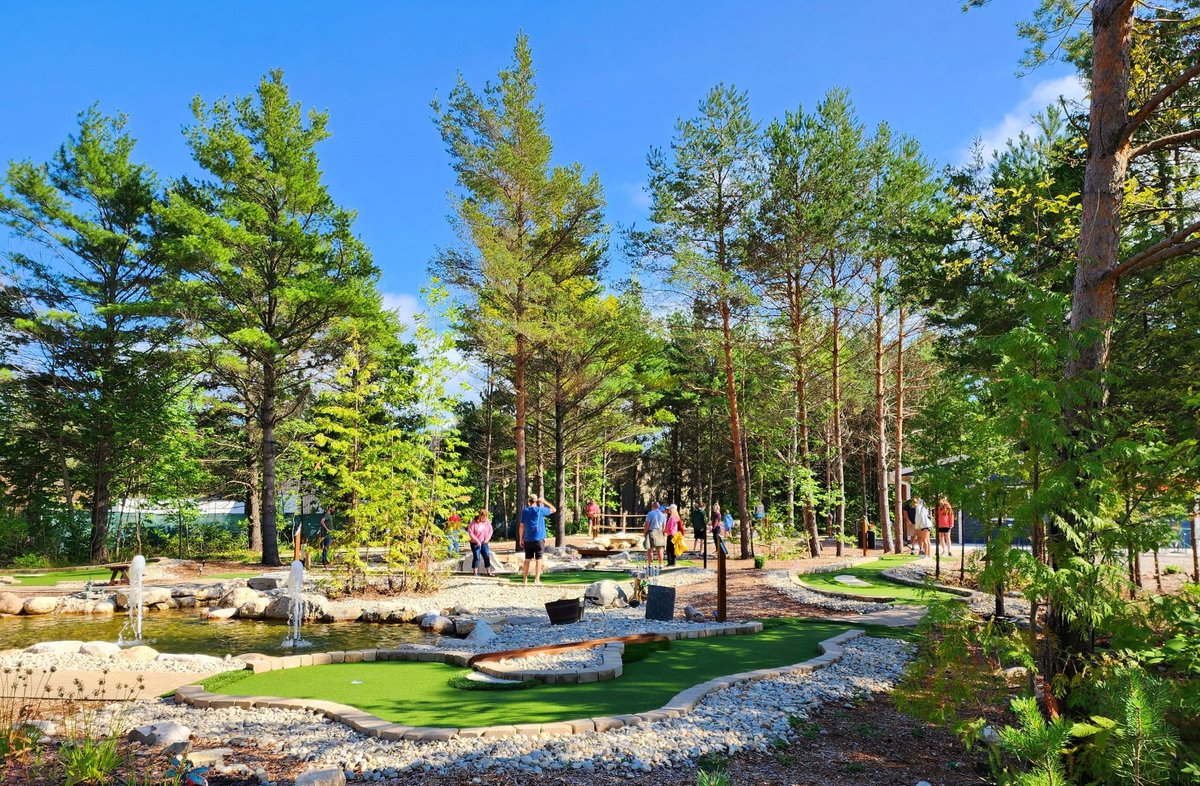 Evergreen Miniature Golf Course, constructed by Adventure Golf & Sports (AGS), using their eco-friendly Modular Advantage System #Ecofriendly #Golf Located at- 3865 Hwy 42 Fish Creek, WI 54212