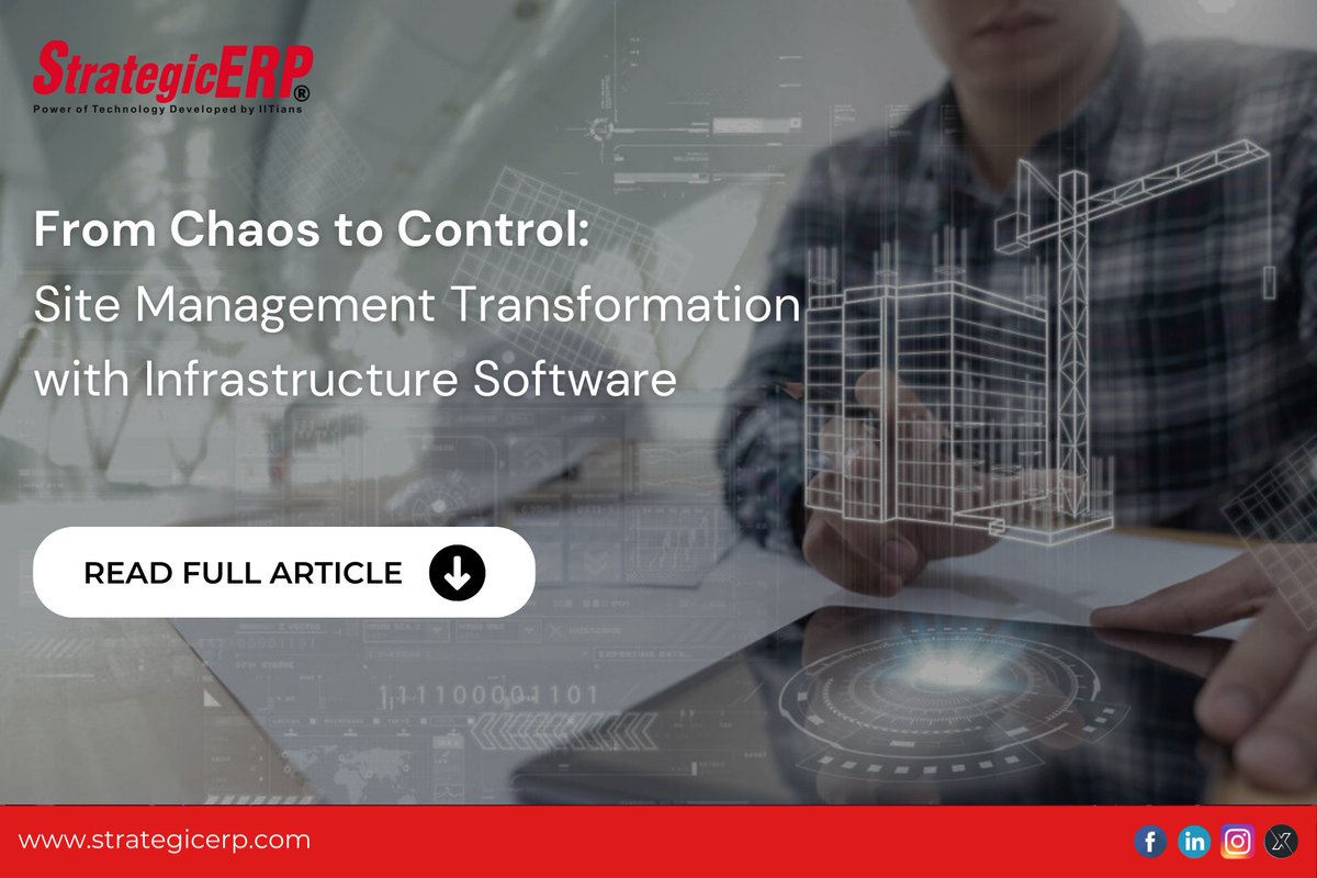 Transform site management chaos with #InfrastructureManagementSoftware. Perform centralized asset tracking, real-time monitoring, enhanced security, compliance, and cost savings.
Read More: bit.ly/3uHVZbA

#SiteManagement #DigitalTransformation  #AssetManagement #erp