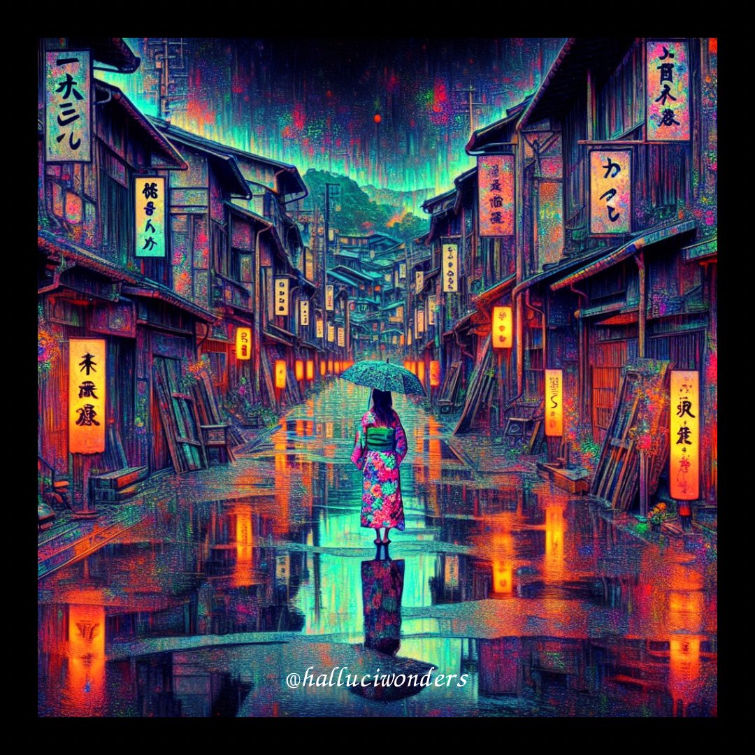 A chromatic symphony dances under a neon drizzle, tradition clasps modernity in a silent Tokyo whisper.
#AIArt #NeoTokyoDream #VirtualElegance
#ArtisticReflections
#Fantasymphony
