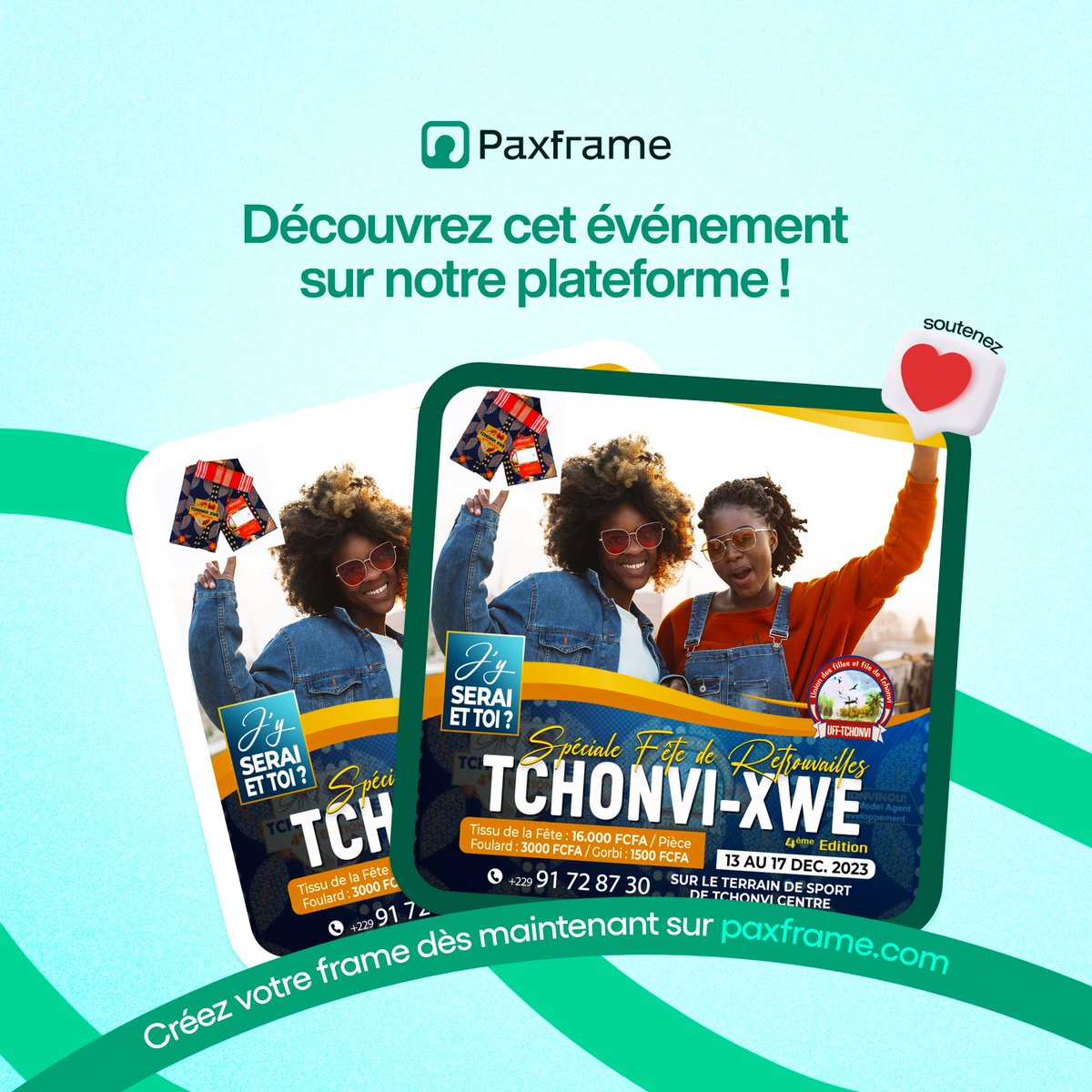 joinpaxframe's tweet photo. #tchonvixwe2023
Découvrez et soutenez cet événement sur notre plateforme ! 😍
🔗https://t.co/kAS5A5tFCf
Réalisez votre Frame dès maintenant !
#paxframe #tchonvixwe https://t.co/tkjx8wyaDE