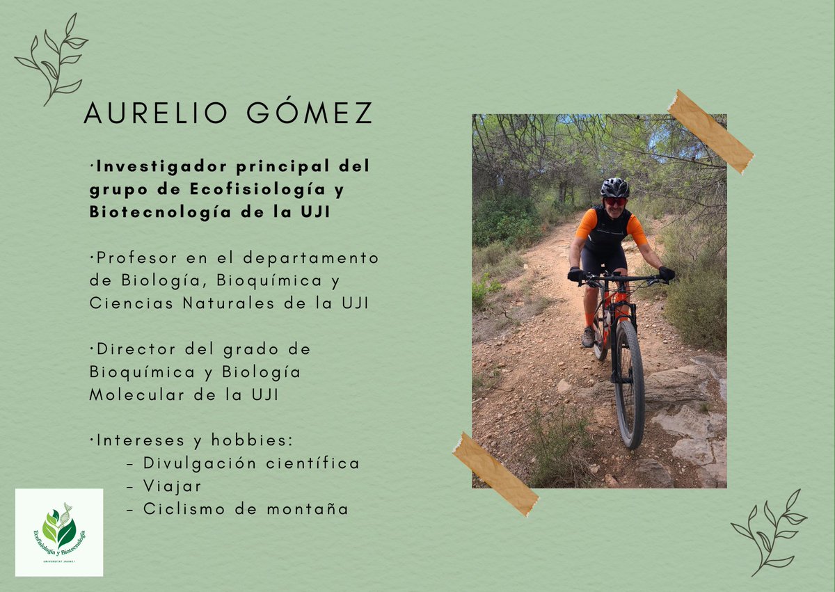 Ecofisiologia y Biotecnología (@ecobiotec_uji) on Twitter photo Buenos días!
Hoy presentamos al primer miembro del grupo, Aurelio Gómez (<a href="/agomezcadenas/">Aurelio Gómez</a> ), nuestro investigador principal. Podéis leer su presentación completa en nuestro último post en Instagram 👇
instagram.com/p/C0d1MjtIdYU/… Buenos días!
Hoy presentamos al primer miembro del grupo, Aurelio Gómez (<a href="/agomezcadenas/">Aurelio Gómez</a> ), nuestro investigador principal. Podéis leer su presentación completa en nuestro último post en Instagram 👇
instagram.com/p/C0d1MjtIdYU/…