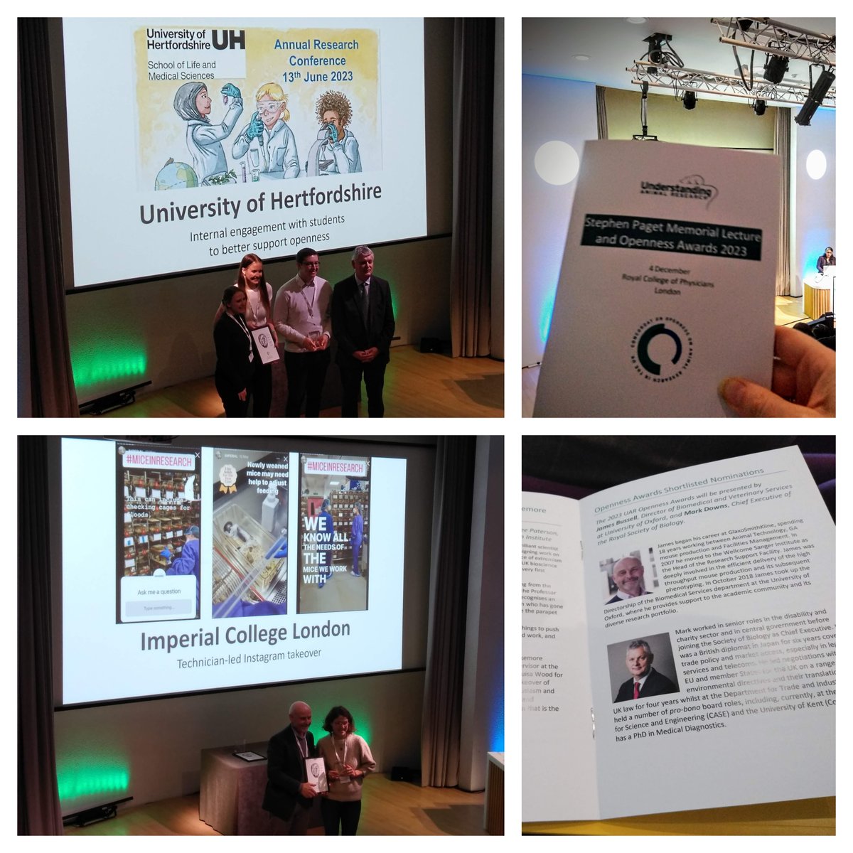 Angela was proud to be in the audience to celebrate the @animalresearch  10th  Annual Openness Awards & 86th Paget Lecture🏆for the announcement of the winners of this year's #ConcordatOpenness awards #animalresearch Congratulations to all the winners for all their great work!