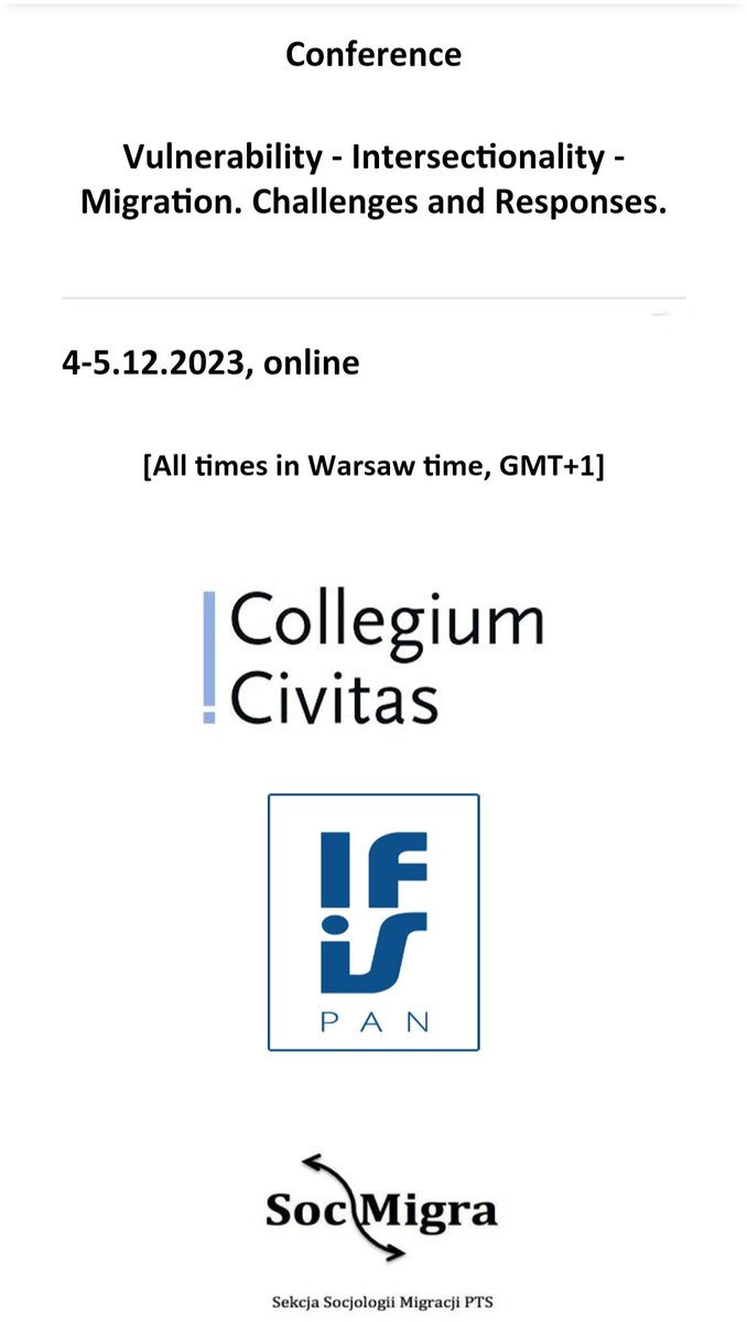 Happening now!

Vulnerability -Intersectionality-Migration. Challenges and Responses. December 4-5,2023. <a href="/CollegiumC/">Uniwersytet Civitas</a>