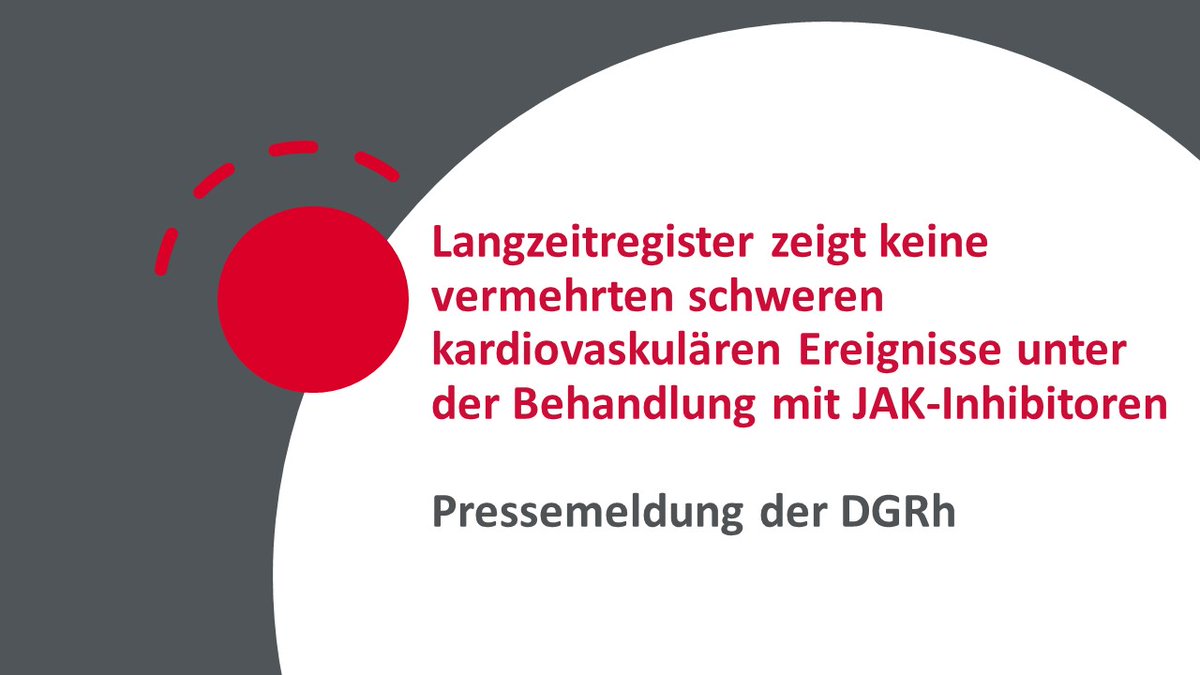 Dt. Ges. f. Rheumatologie u. Klinische Immunologie (@dgrh_tweets) on Twitter photo Das Langzeitregister RABBIT <a href="/DRFZ/">FaroukN.Zeineddine</a> zeigt keine vermehrten schweren kardiovaskulären Ereignisse unter der Behandlung mit JAK-Inhibitoren im Vergleich zu anderen Rheumamedikamenten. Die Ergebnisse
stellen eine Risikobewertung der #EMA infrage. Mehr dazu: is.gd/oZiZo4 Das Langzeitregister RABBIT <a href="/DRFZ/">FaroukN.Zeineddine</a> zeigt keine vermehrten schweren kardiovaskulären Ereignisse unter der Behandlung mit JAK-Inhibitoren im Vergleich zu anderen Rheumamedikamenten. Die Ergebnisse
stellen eine Risikobewertung der #EMA infrage. Mehr dazu: is.gd/oZiZo4